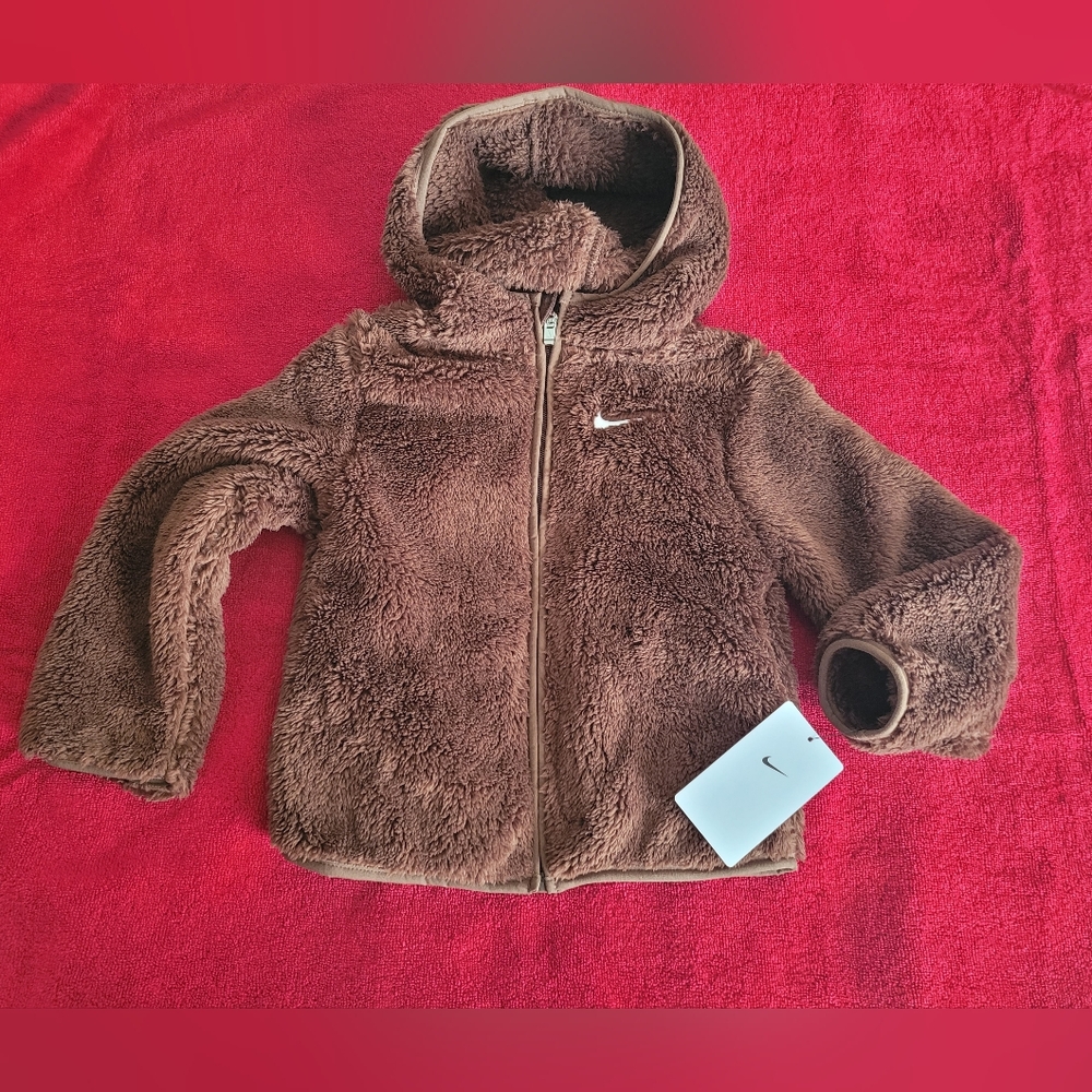SOLD!! NIKE Kids Full-Zip Sherpa Brown Jacket - Sz 4T